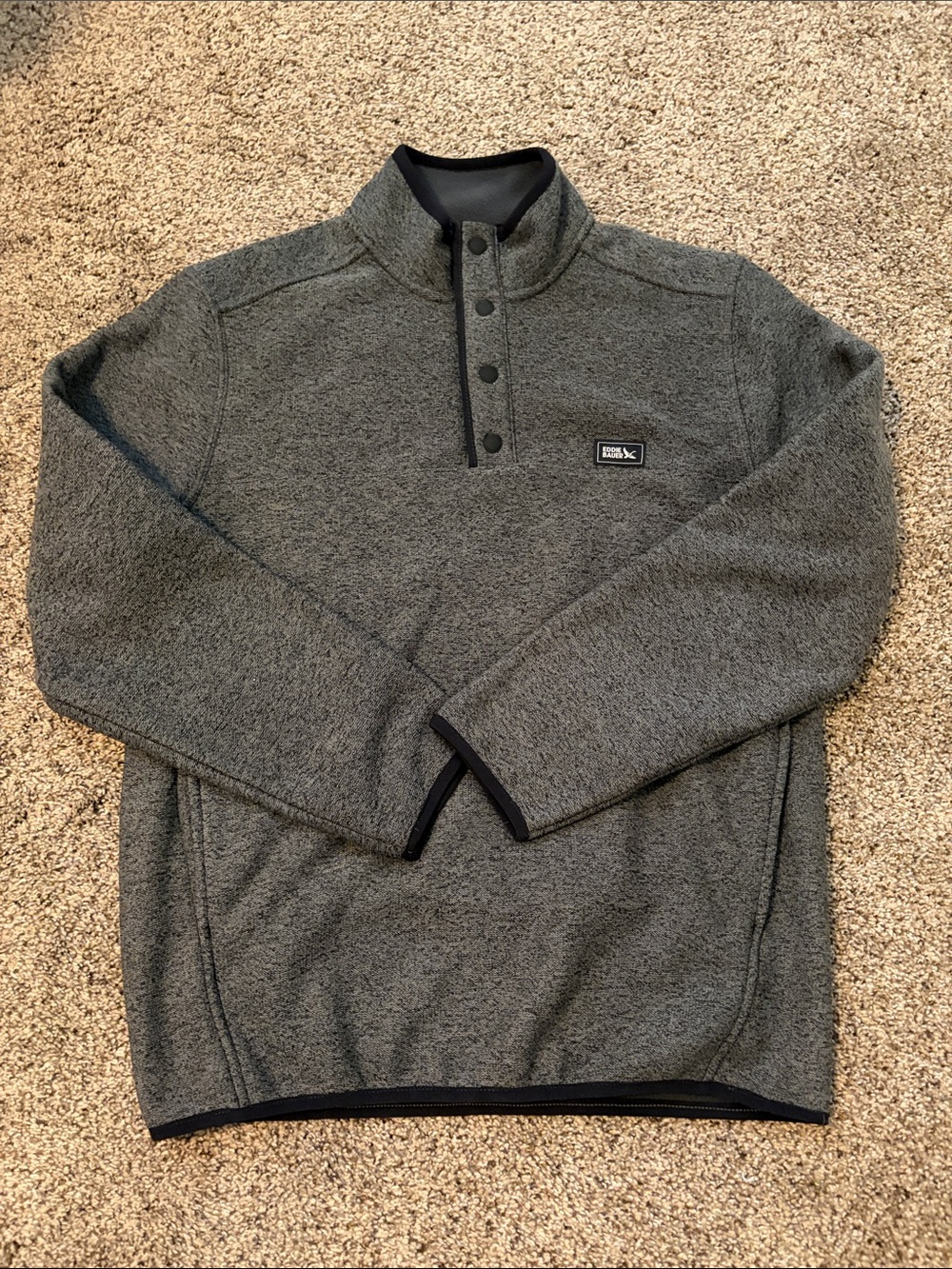 Eddie Bauer Gray Heather Pull-Over Quarter-Snap Jacket